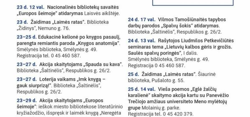 Nacionalinės Lietuvos bibliotekų savaitės renginiai