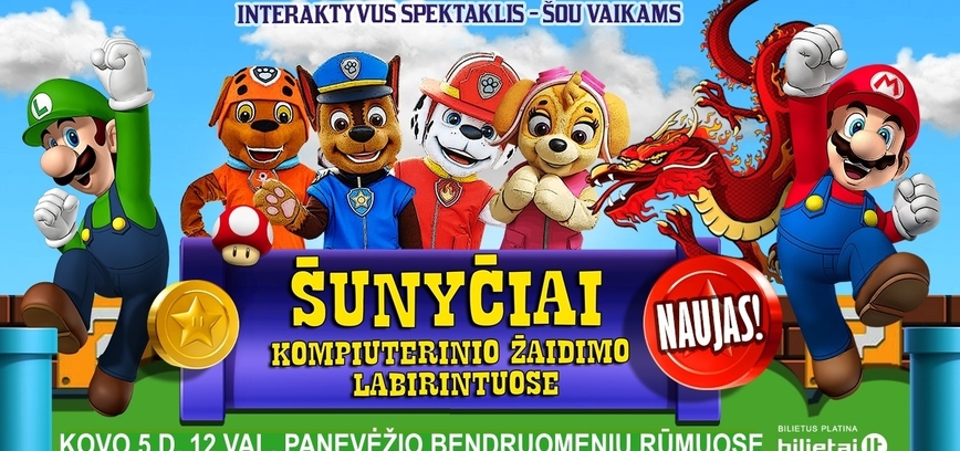 Interaktyvus spektaklis-šou vaikams „Šunyčiai kompiuterinio žaidimo labirintuose“