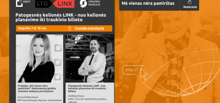 Nuotolinė paskaita „Patogesnės kelionės LINK - nuo kelionės planavimo iki traukinio bilieto“