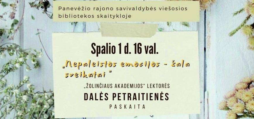 Pagyvenusių žmonių dieną – bioenergetikės Dalės Petraitienės paskaita