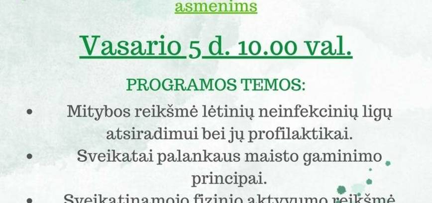 Sveikos mitybos skatinimo programa Panevėžio miesto 65 m. ir vyresnio amžiaus asmenims