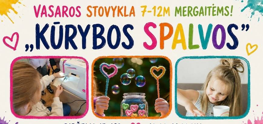 Vasaros stovykla 7-12m. mergaitėms „KŪRYBOS SPALVOS“