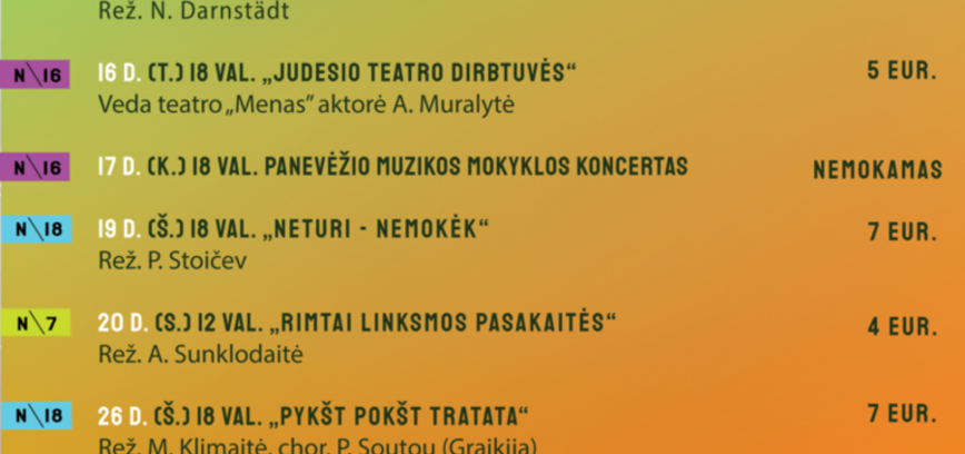 Teatro „Menas“ lapkričio repertuaras