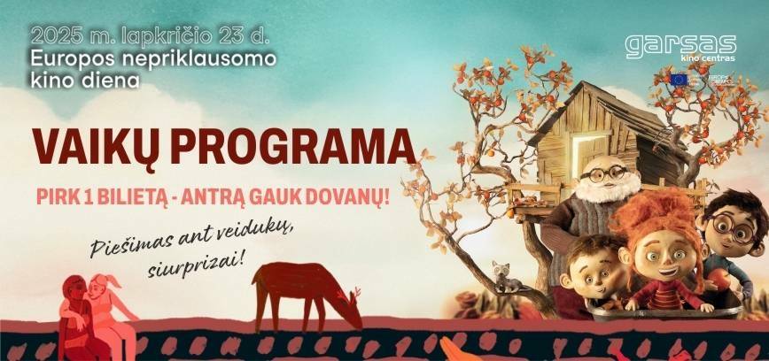 Europos kino diena. Vaikų programa su animatoriais