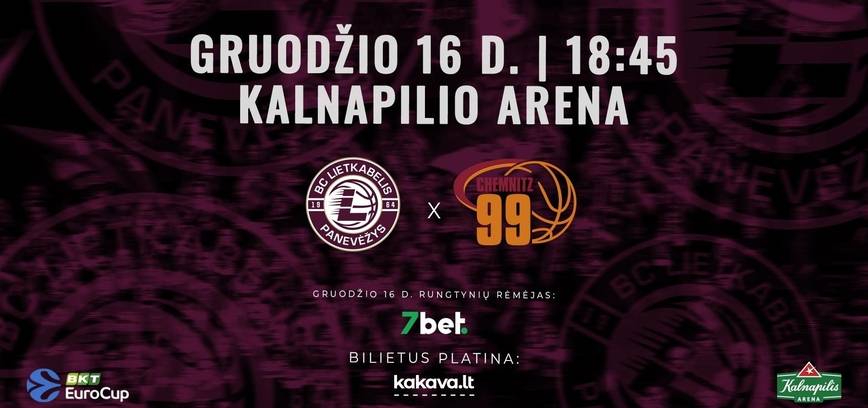 Europos taurė: Panevėžio „Lietkabelis“ – Chemnico „Niners“ (Vokietija)