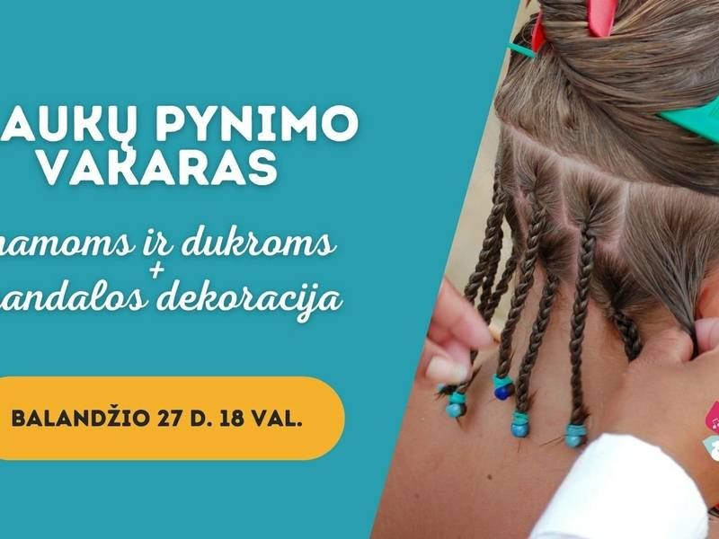 Plaukų pynimo vakaras ir mandalos dekoracija
