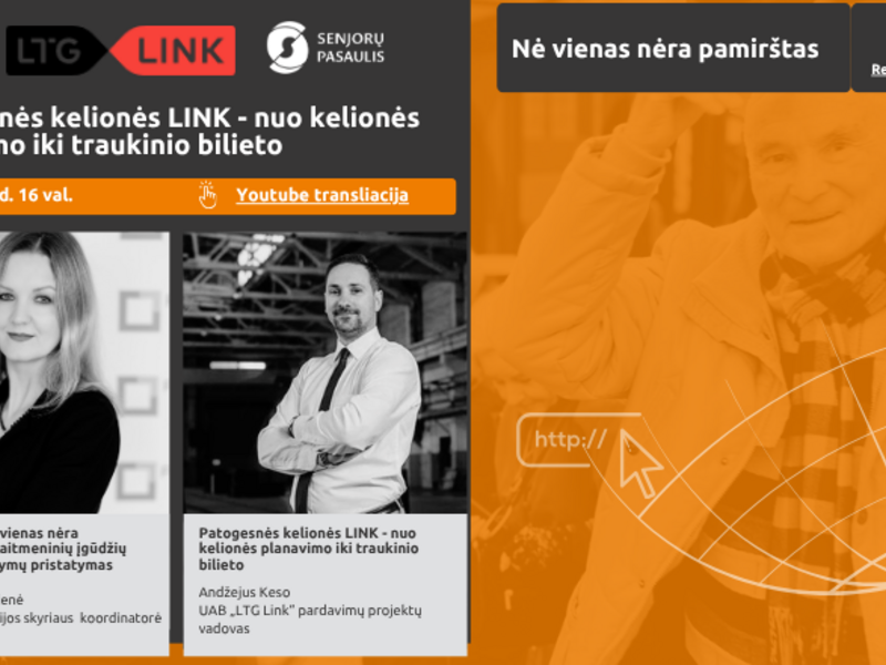 Nuotolinė paskaita „Patogesnės kelionės LINK - nuo kelionės planavimo iki traukinio bilieto“
