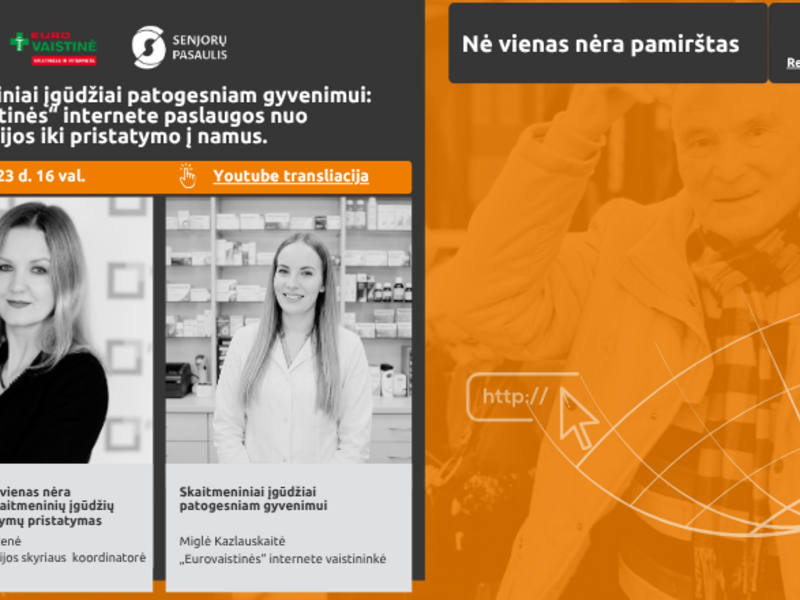 Nuotolinė paskaita „Skaitmeniniai įgūdžiai patogesniam gyvenimui: „Eurovaistinės“ internete paslaugos nuo konsultacijos iki pristatymo į namus“