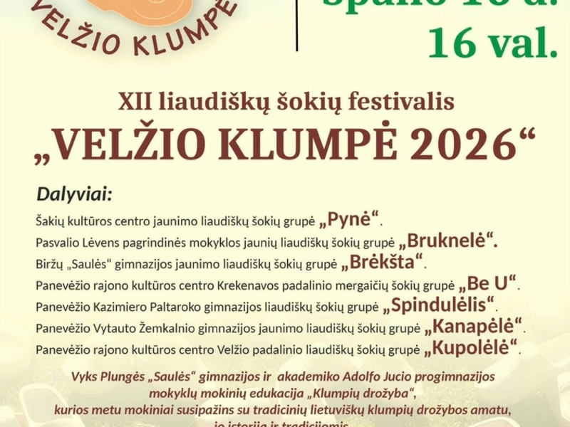 XII liaudiškų šokių festivalis „Velžio klumpė 2026“