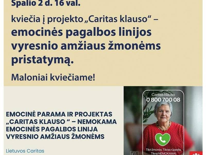 Projekto „Caritas klauso“ pristatymas