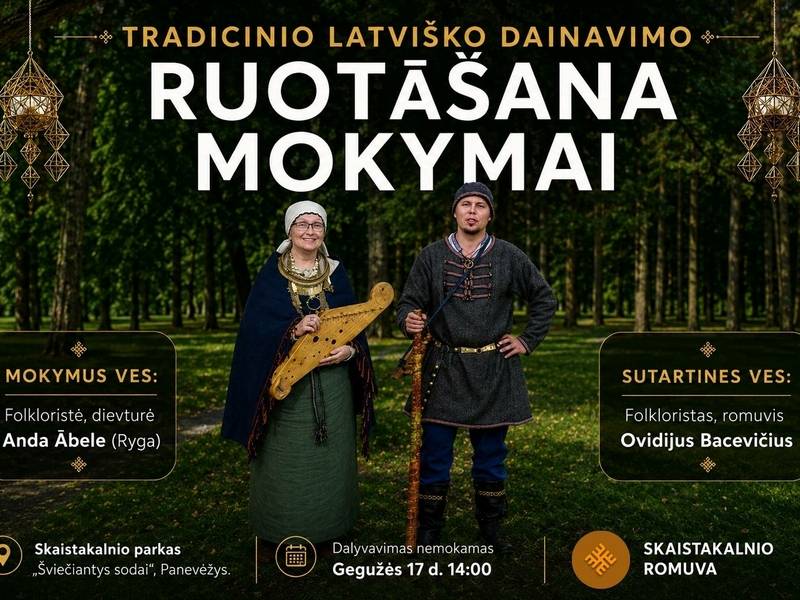 Tradicinio latviško dainavimo „Ruotašana“ mokymai | SKAISTAKALNIO ROMUVA