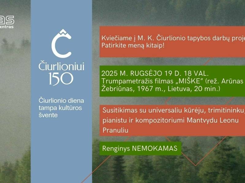 NEMOKAMAS kino vakaras, skirtas M. K. Čiurlionio 150-osioms gimimo metinėms paminėti