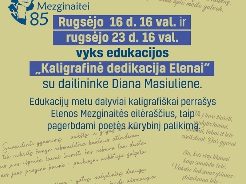 Edukacija "Kaligrafinė dedikacija Elenai" 