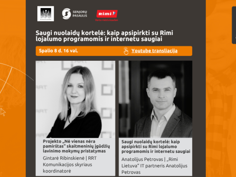 Nuotolinė paskaita „Saugi nuolaidų kortelė: kaip apsipirkti su Rimi lojalumo programomis ir internetu saugiai“