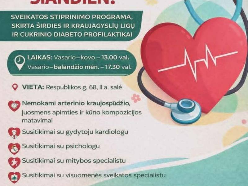 Sveikatos stiprinimo programa, skirta širdies ir kraujagyslių ligų bei cukrinio diabeto profilaktikai