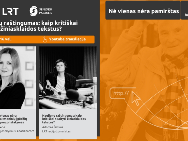 Nuotolinė paskaita „Naujienų raštingumas: kaip kritiškai skaityti žiniasklaidos tektus?“